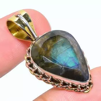 Natural Labradorite Gemstone 925 Solid Sterling Silver Gift Pendant 1.50 r6c77