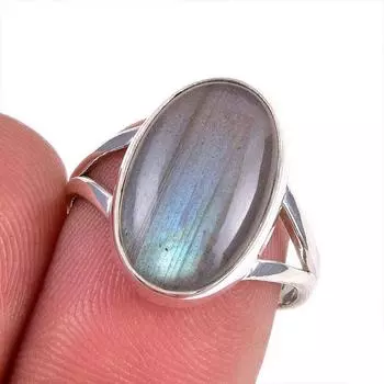 Natural Labradorite Gemstone 925 Solid Sterling Silver Jewelry Ring Size 7 S5c53