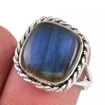 Natural Labradorite Gemstone 925 Solid Sterling Silver Jewelry Ring S.6.5 l5z68