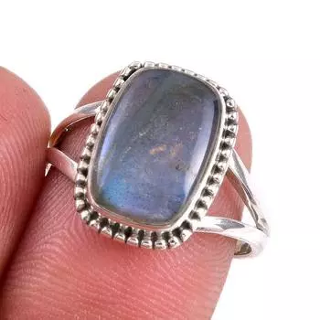 Natural Labradorite Gemstone 925 Solid Sterling Silver Jewelry Ring S.7.5 e1d54