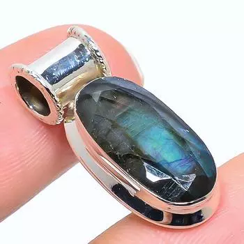 Natural Labradorite Gemstone 925 Solid Sterling Silver Gift Pendant 1.06 i4r17