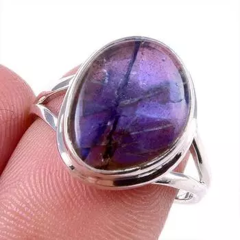 Natural Labradorite Gemstone 925 Solid Sterling Silver Jewelry Ring Size 7 o8c73