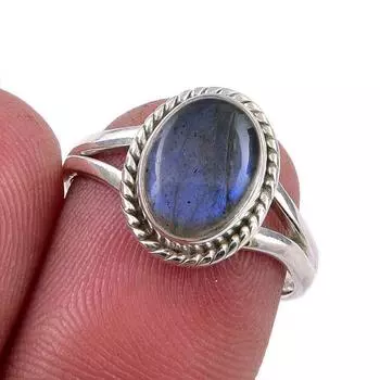 Natural Labradorite Gemstone 925 Solid Sterling Silver Jewelry Ring S.6.5 N1s87