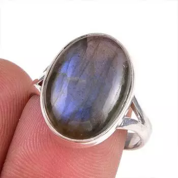 Natural Labradorite Gemstone 925 Solid Sterling Silver Jewelry Ring S.8.5 e2o28
