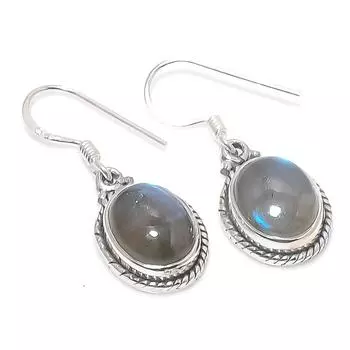 Natural Labradorite Gemstone 925 Solid Sterling Silver Gift Earring 1.25 f3j82