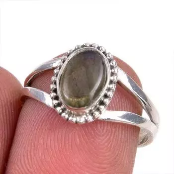 Natural Labradorite Gemstone 925 Solid Sterling Silver Jewelry Ring Size 7 T0t72