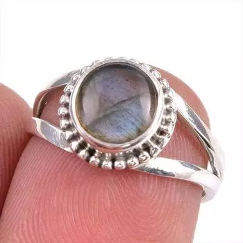 Natural Labradorite Gemstone 925 Solid Sterling Silver Jewelry Ring S.5.5 B5v62