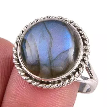 Natural Labradorite Gemstone 925 Solid Sterling Silver Jewelry Ring Size 10 o4e12