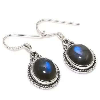 Natural Labradorite Gemstone 925 Solid Sterling Silver Gift Earring 1.25 F3P62