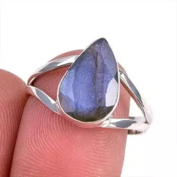 Natural Labradorite Gemstone 925 Solid Sterling Silver Jewelry Ring S.8.5 P0Z89