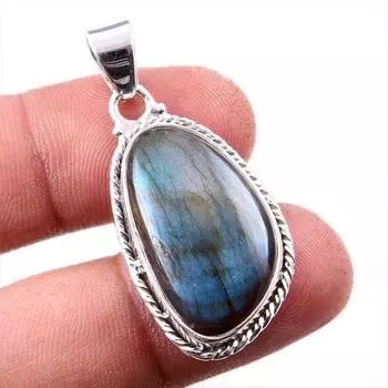 Natural Labradorite Gemstone 925 Solid Sterling Silver Jewelry Pendant 1.5 G5g62