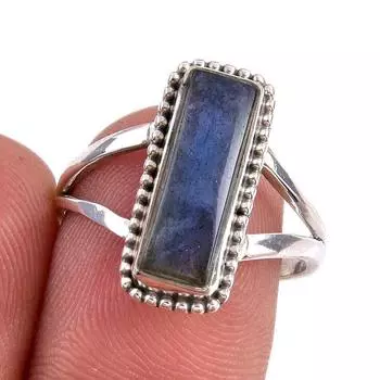Natural Labradorite Gemstone 925 Solid Sterling Silver Jewelry Ring S.7.5 M9j90