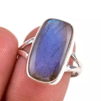 Natural Labradorite Gemstone 925 Solid Sterling Silver Jewelry Ring Size 8 j0i63