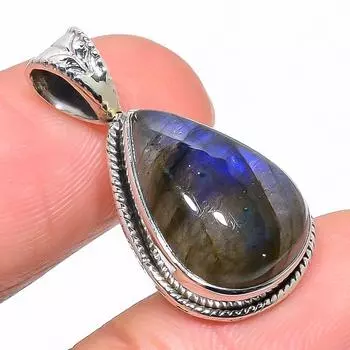 Natural Labradorite Gemstone 925 Solid Sterling Silver Gift Pendant 1.14 J8A47