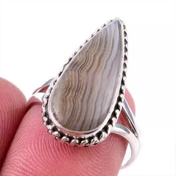 Natural Labradorite Gemstone 925 Solid Sterling Silver Jewelry Ring Size 7 G6u20