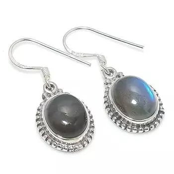 Natural Labradorite Gemstone 925 Solid Sterling Silver Gift Earring 1.25 j8K18