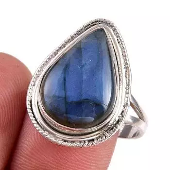 Natural Labradorite Gemstone 925 Solid Sterling Silver Jewelry Ring Size 7 E6m01