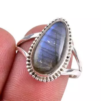 Natural Labradorite Gemstone 925 Solid Sterling Silver Jewelry Ring Size 9 C3S25