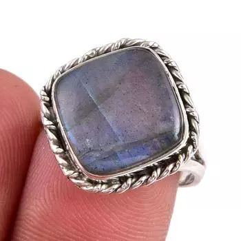 Natural Labradorite Gemstone 925 Solid Sterling Silver Jewelry Ring S.7.5 k2K89