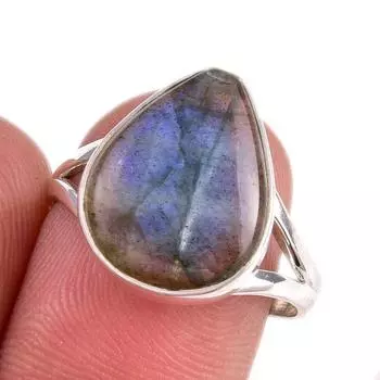 Natural Labradorite Gemstone 925 Solid Sterling Silver Jewelry Ring S.8.5 d4h65