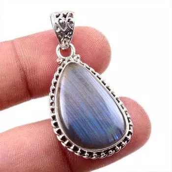Natural Labradorite Gemstone 925 Solid Sterling Silver Gift Pendant 1.75 K0m97