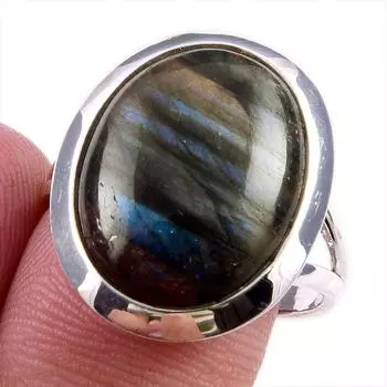 Natural Labradorite Gemstone 925 Solid Sterling Silver Jewelry Ring Size 9 r7A99