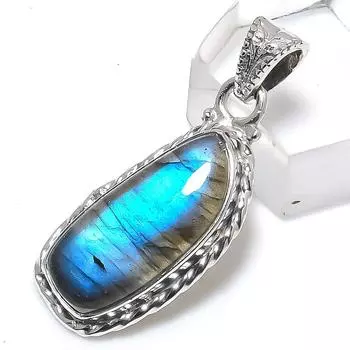 Natural Labradorite Gemstone 925 Solid Sterling Silver Gift Pendant 1.50 T2r59