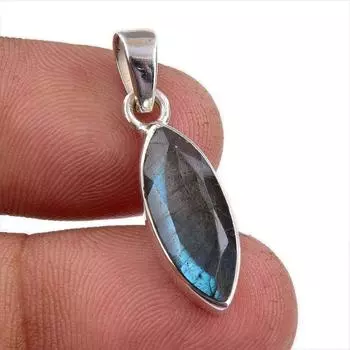 Natural Labradorite Gemstone 925 Solid Sterling Silver Gift Pendant 1.25 i9A38