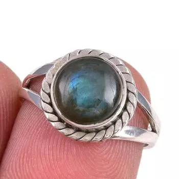Natural Labradorite Gemstone 925 Solid Sterling Silver Jewelry Ring Size 6 U5p43