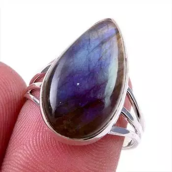 Natural Labradorite Gemstone 925 Solid Sterling Silver Jewelry Ring Size 8 O9M70