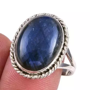 Natural Labradorite Gemstone 925 Solid Sterling Silver Jewelry Ring Size 9 p5Z04