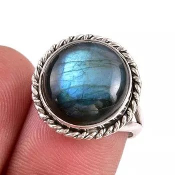 Natural Labradorite Gemstone 925 Solid Sterling Silver Jewelry Ring Size 7 g7s16