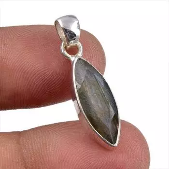 Natural Labradorite Gemstone 925 Solid Sterling Silver Gift Pendant 1.25 F0K88