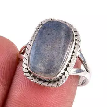 Natural Labradorite Gemstone 925 Solid Sterling Silver Jewelry Ring Size 7 h8V58
