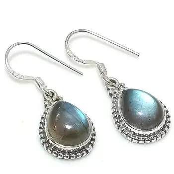 Natural Labradorite Gemstone 925 Solid Sterling Silver Gift Earring 1.25 z3b69
