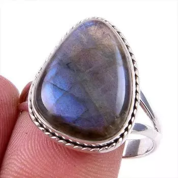Natural Labradorite Gemstone 925 Solid Sterling Silver Jewelry Ring Size 10 q9j01