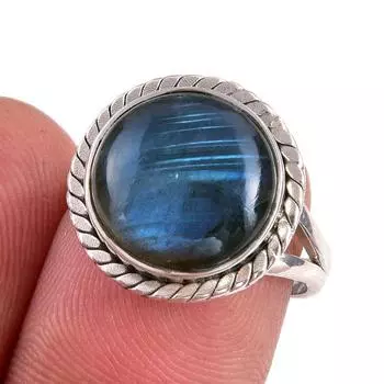 Natural Labradorite Gemstone 925 Solid Sterling Silver Jewelry Ring S.6.5 O2h79