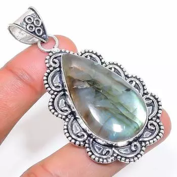 Natural Labradorite Gemstone 925 Sterling Silver Jewelry Pendant 2.56 m1p17