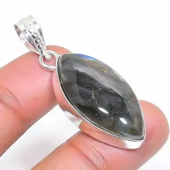 Подвеска из стерлингового серебра 925 пробы с натуральным лабрадоритом 1,77 дюйма b3N98
