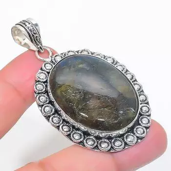 Natural Labradorite Gemstone 925 Sterling Silver Jewelry Pendant 2.48 w4l13