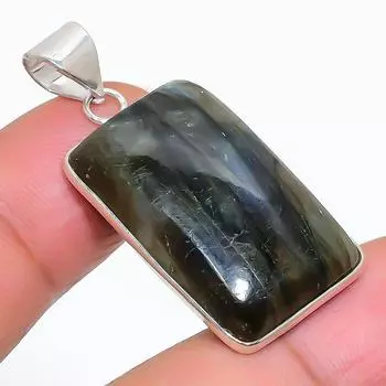 Natural Labradorite Gemstone 925 Sterling Silver Jewelry Pendant 1.58 h4H87
