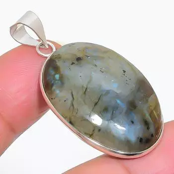 Natural Labradorite Gemstone 925 Sterling Silver Jewelry Pendant 1.73 r1i76