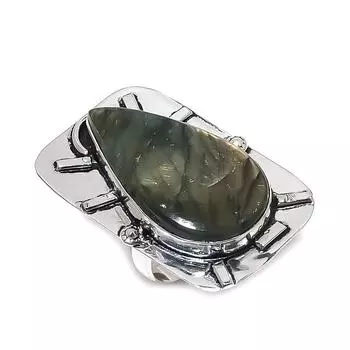 Natural Labradorite Gemstone 925 Sterling Silver Jewelry Ring Size 7.5 Y4d21