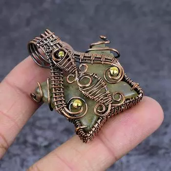 Подвеска из натурального лабрадорита с медной проволокой 1,89 дюйма d3I54