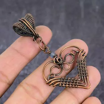 Natural Labradorite Gemstone Copper Wire Wrap Jewelry Pendant 2.76 N1p23