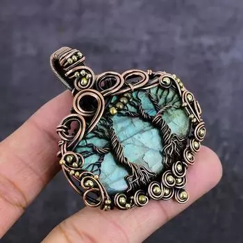 Natural Labradorite Gemstone Copper Wire Wrap Jewelry Pendant 2.60 P9g61
