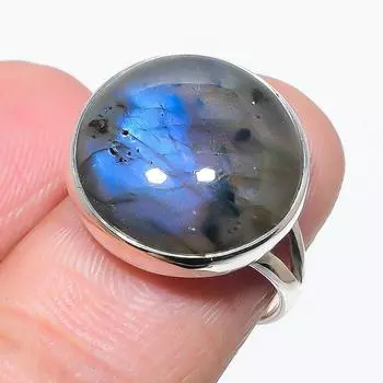 Natural Labradorite Gemstone Handmade 925 Solid Silver Jewelry Ring Size 7 W3a14