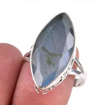 Natural Labradorite Gemstone Handmade 925 Solid Silver Jewelry Ring Size 9 m4P90