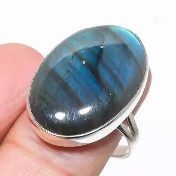 Natural Labradorite Gemstone Handmade 925 Solid Silver Jewelry Ring Size 9 s9P44