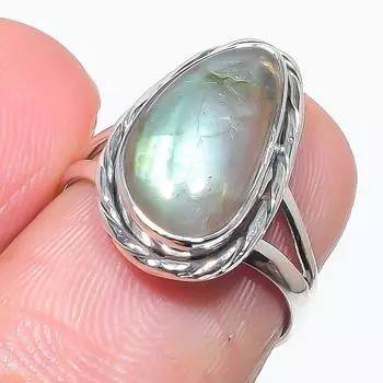 Natural Labradorite Gemstone Handmade 925 Solid Silver Jewelry Ring S.5.5 v6c52